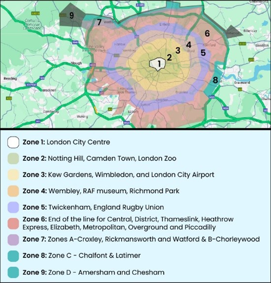ロンドンのZone区分(https://www.graddinghomes.com/blog/uk/london-zonesより)